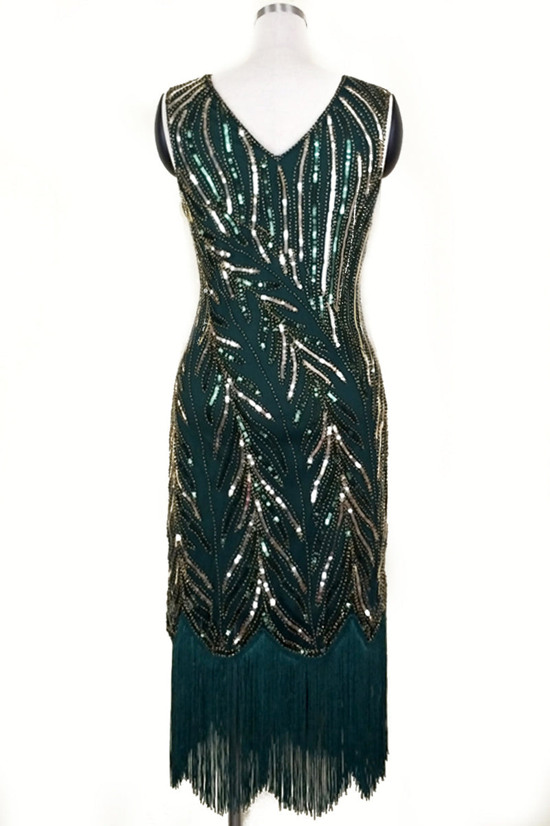 Cargar imagen en el visor de la galería, Gran Gatsby 1920s vestido de lentejuelas con flecos
