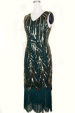 Gran Gatsby 1920s vestido de lentejuelas con flecos