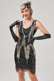 Vestido negro Golden Scoop Neck 1920s