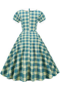 Verde Vestido de 1950 A Cuadros
