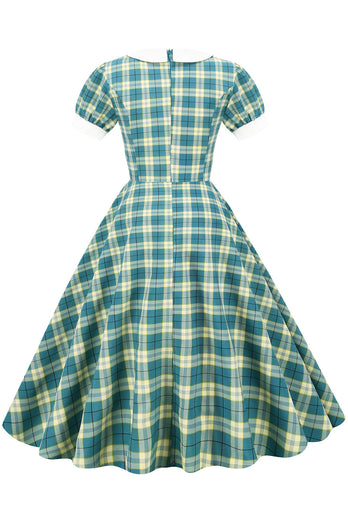 Verde Vestido de 1950 A Cuadros