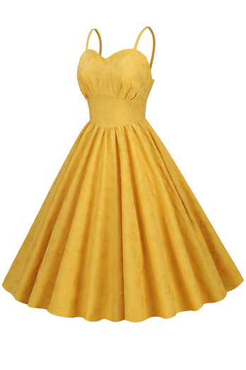 Retro Amarillo Vestido de la década de 1950