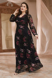 Vestido de Madre de la Novia Encaje Floral Negro Talla Grande