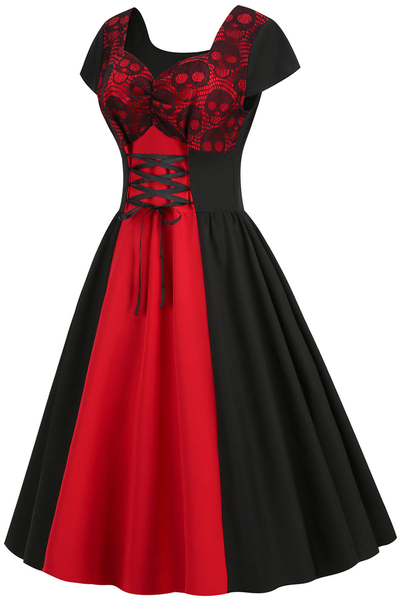 Cargar imagen en el visor de la galería, Negro y Rojo Vestido Vintaje de Halloween