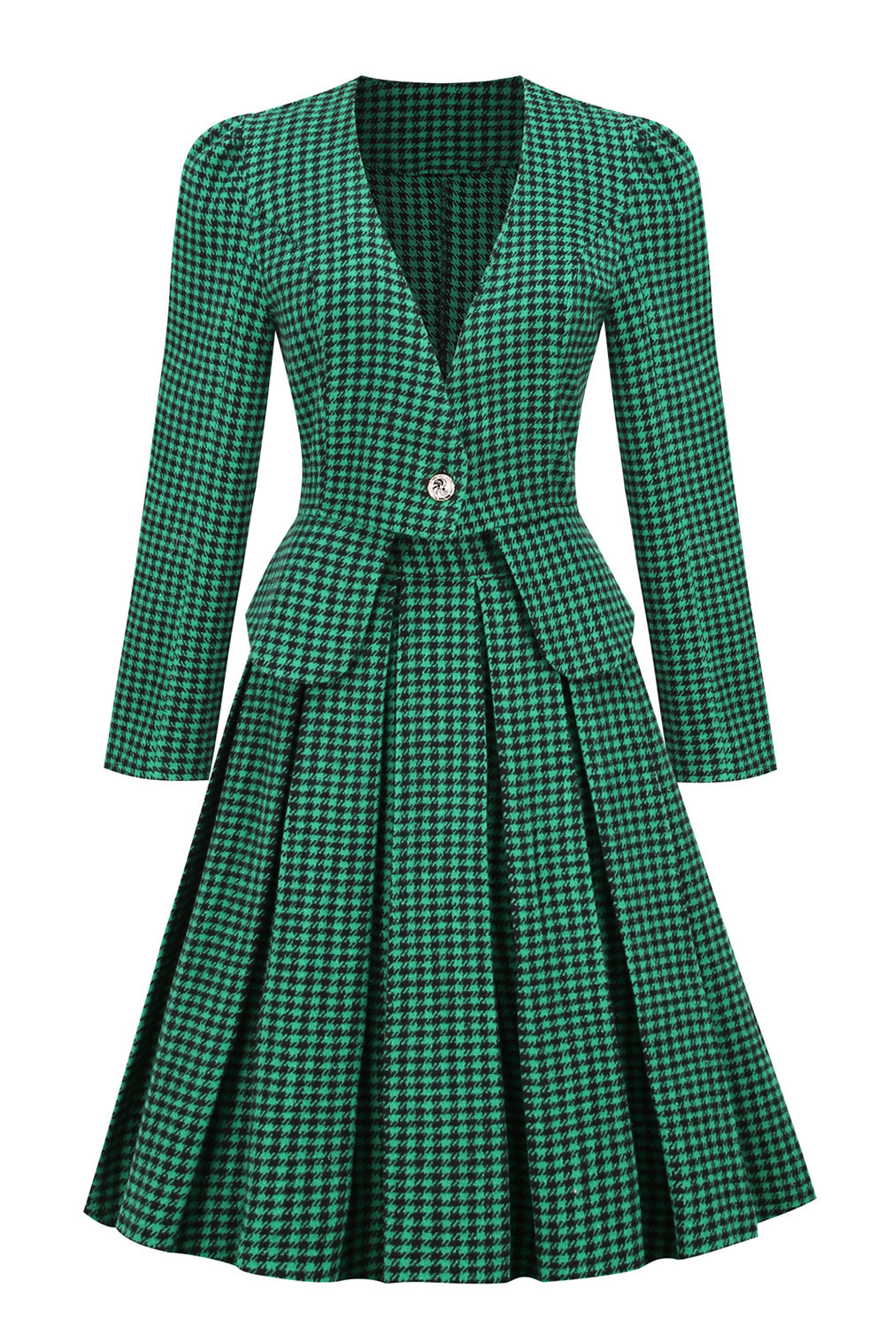 Escote A V cuello verde vestido vintage