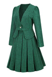 Escote A V cuello verde vestido vintage