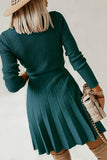 Vestido casual con volantes verde oscuro manga larga