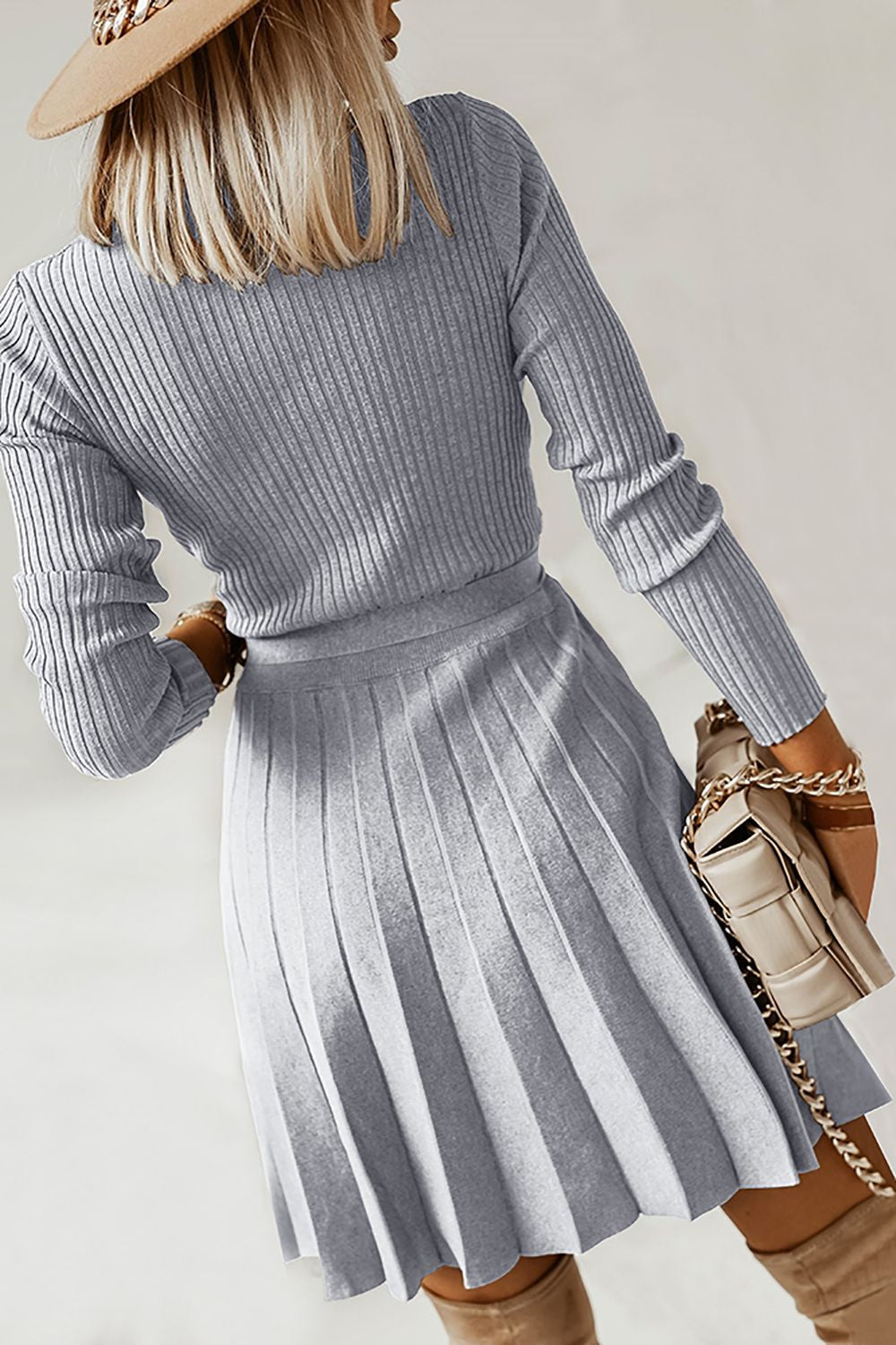 Vestido casual con volantes verde oscuro manga larga