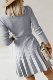 Vestido casual con volantes verde oscuro manga larga