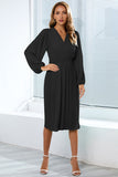 Ajustado Manga Larga Vestido Casual con Volantes