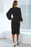 Ajustado Manga Larga Vestido Casual con Volantes