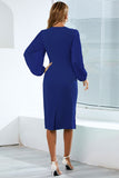 Ajustado Manga Larga Vestido Casual con Volantes