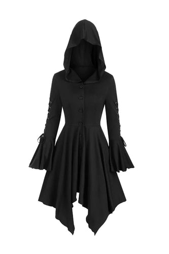 Vestido negro de Halloween manga larga con cordones