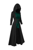 Vestido de Halloween verde negro manga larga con capucha