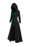 Vestido de Halloween verde negro manga larga con capucha
