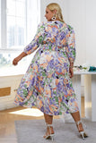 Flor Azul Manga Larga Vestido Casual