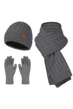 3-piezas guantes bufanda sombrero de punto