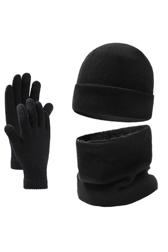 Sombrero negro 3 piezas con guantes y bufanda