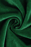 Vestido verde oscuro de terciopelo cuello cuadrado