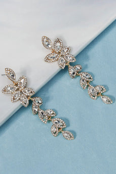 Pendientes Vintage Simple Diamantes de Imitación Hoja