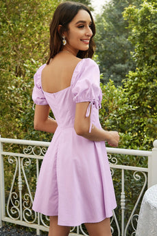 A Línea Escote Corazón Púrpura Claro Vestido de Cóctel