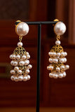 Pendientes de borla estilo corte francés perla dorada vintage