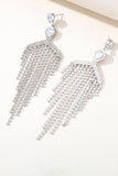 Pendientes de diamantes de imitación de borla de zircón de plata