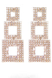 Pendientes cuadrados de retazos geométricos de diamantes de imitación