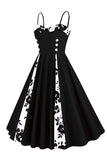 Polka Dots Black Swing 1950s Vestido con Sleeveless