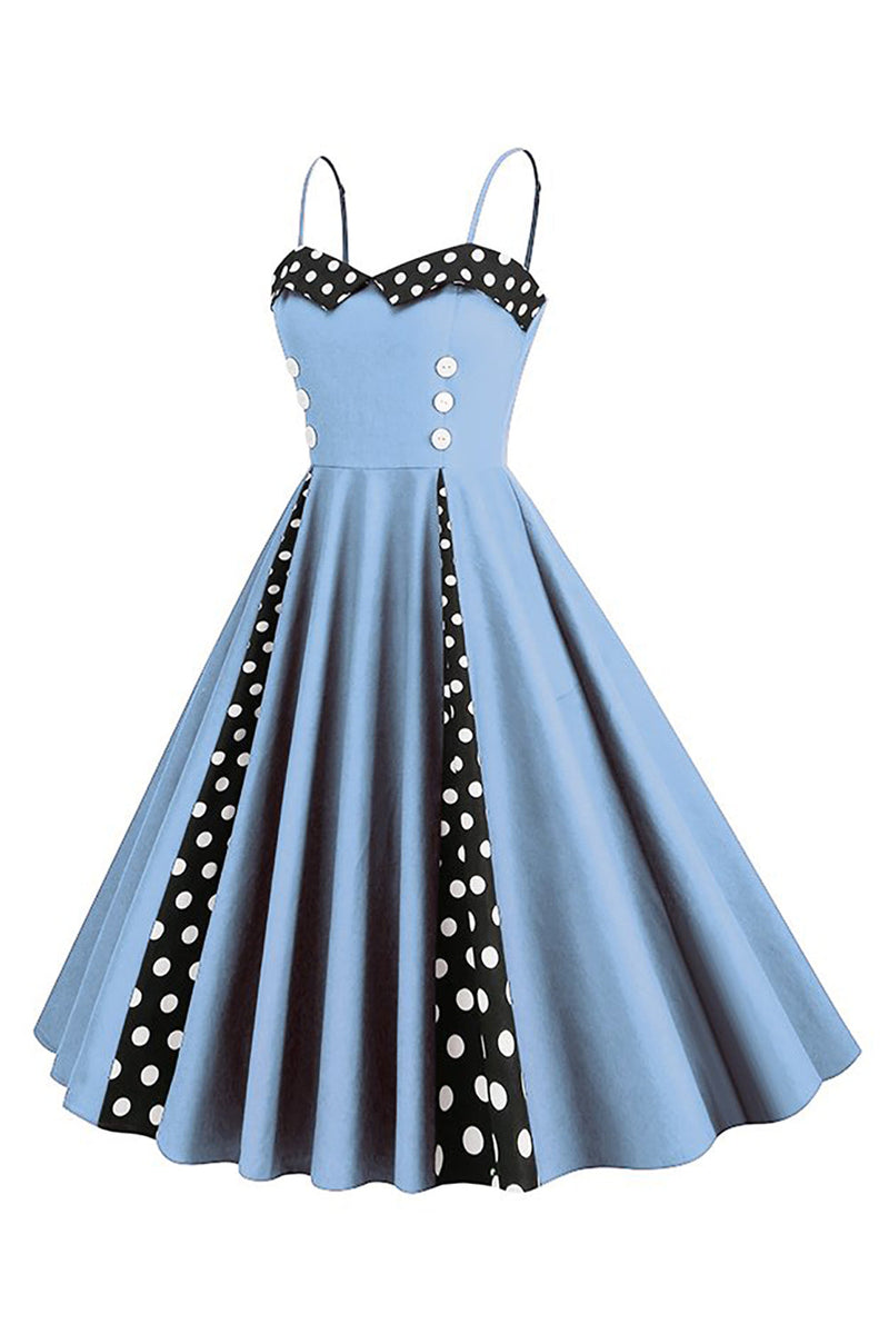 Cargar imagen en el visor de la galería, Polka Dots Black Swing 1950s Vestido con Sleeveless