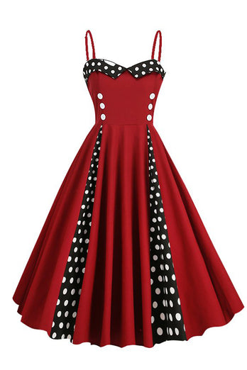 Polka Dots Black Swing 1950s Vestido con Sleeveless