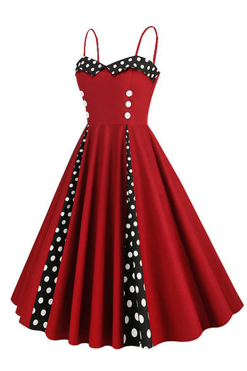 Polka Dots Black Swing 1950s Vestido con Sleeveless