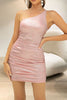 Cargar imagen en el visor de la galería, One Shoulder Backless Pink Bodycon Dress