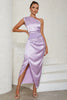 Cargar imagen en el visor de la galería, One Shoulder Lilac Sheath Sleeveless Cocktail Dress