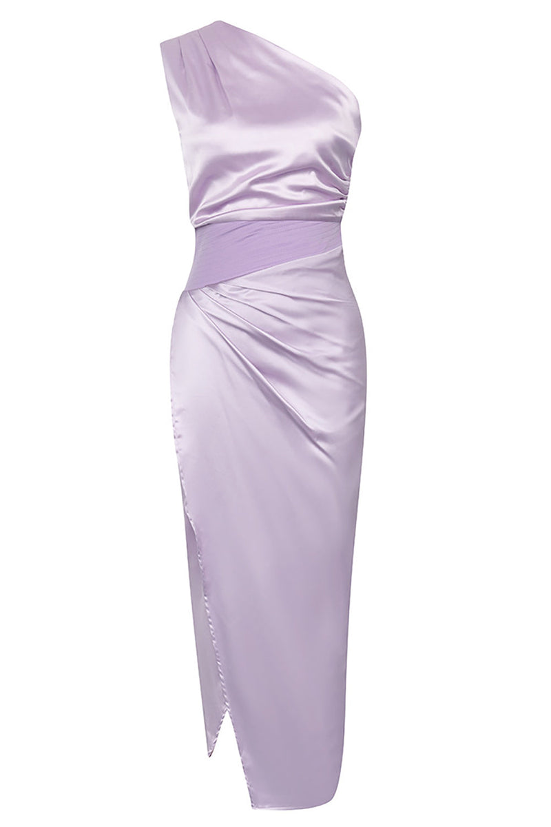 Cargar imagen en el visor de la galería, One Shoulder Lilac Sheath Sleeveless Cocktail Dress