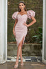 Cargar imagen en el visor de la galería, Pink Sweetheart Bodycon Puff Sleeves Cocktail Dress
