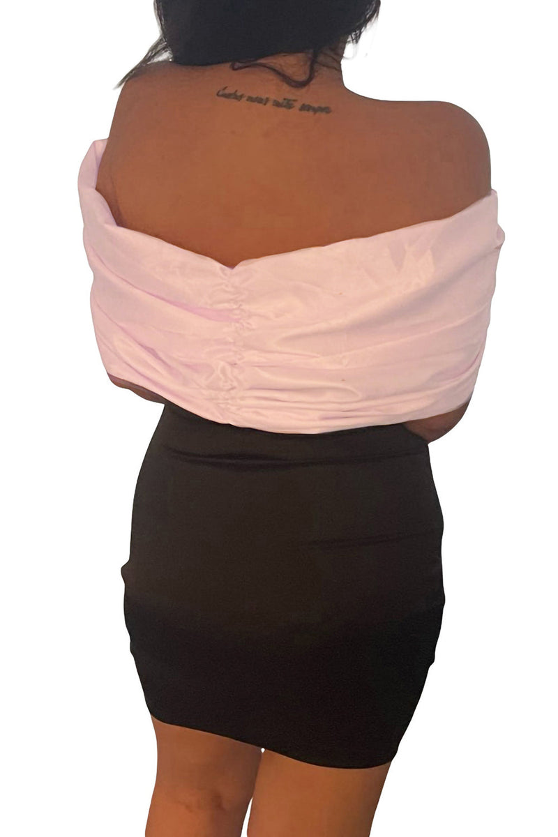 Cargar imagen en el visor de la galería, Off The Shoulder Big Bowknot Black Pink Homecoming Dress