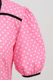 Manga corta rosa Polka Dots Vestido de la década de 1950