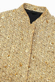 Elegante chaqueta de lentejuelas doradas con bolsillos