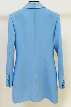 Vestido blazer de solapa de satén con botones azules