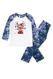 Pijama navideño familiar de manga larga con estampado azul