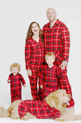 Pijama navideño familiar a cuadros rojos