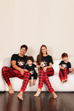 Conjunto de pijama a juego de la familia de la familia a cuadros rojos con mangas cortas