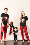 Conjunto de pijama a juego de la familia de la familia a cuadros rojos con mangas cortas