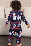 Conjunto de pijama familiar navideño con estampado azul marino