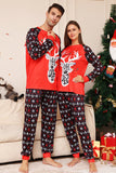 Pijama a juego de la familia navideña Conjunto de pijamas estampados de ciervo rojo negro