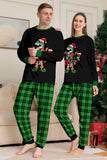 Conjunto de pijamas con estampado de dinosaurio amante del vino de la familia navideña