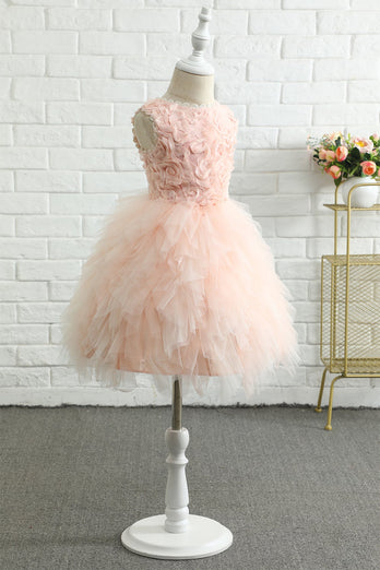 Vestido de niña de flores sin mangas de color rosa claro