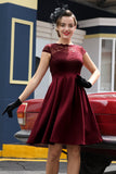Borgoña Retro 1950s Vestido