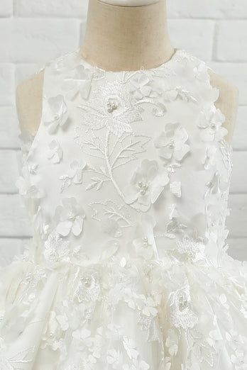 Vestido blanco de niña de flores sin mangas